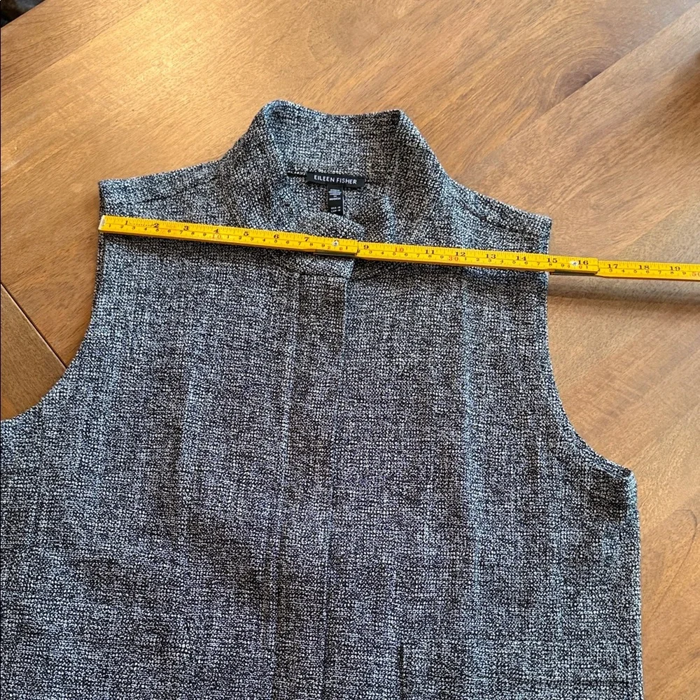 Eileen Fisher Stand Collar Stretch Organic Cotton Tweed Vest, M, EUC - Picture 8 of 10